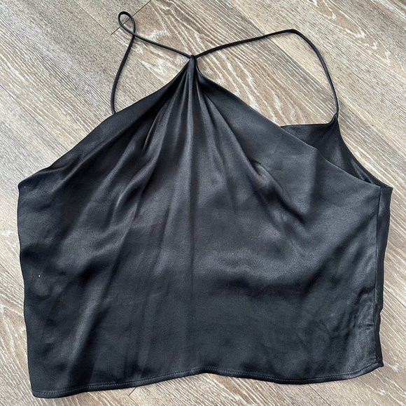 Zara Cowl Neck Black Satin Style Tank - Picture 3 of 4